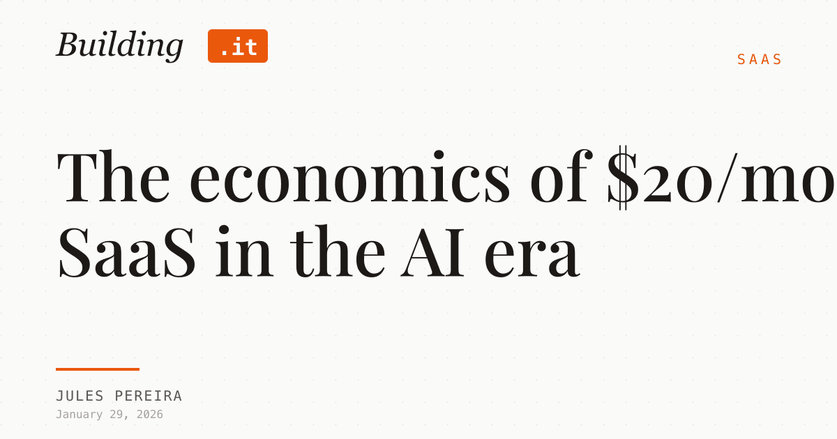 Cover Image for The economics of $20/mo SaaS in the AI era